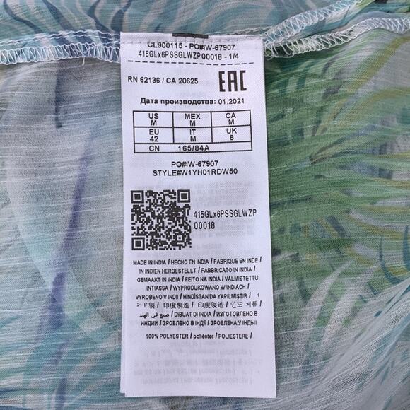 Guess NWT Charisse Chiffon Blouse Long Sleeve Tropical Print High Low Size M - Picture 13 of 14